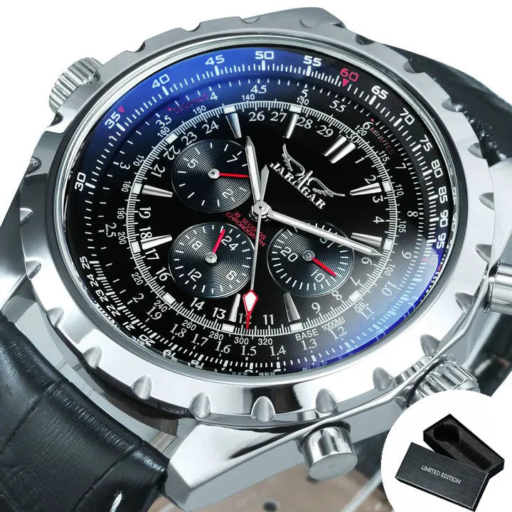 Yaguzi® Silver Steel Military Sport Automatic Watch