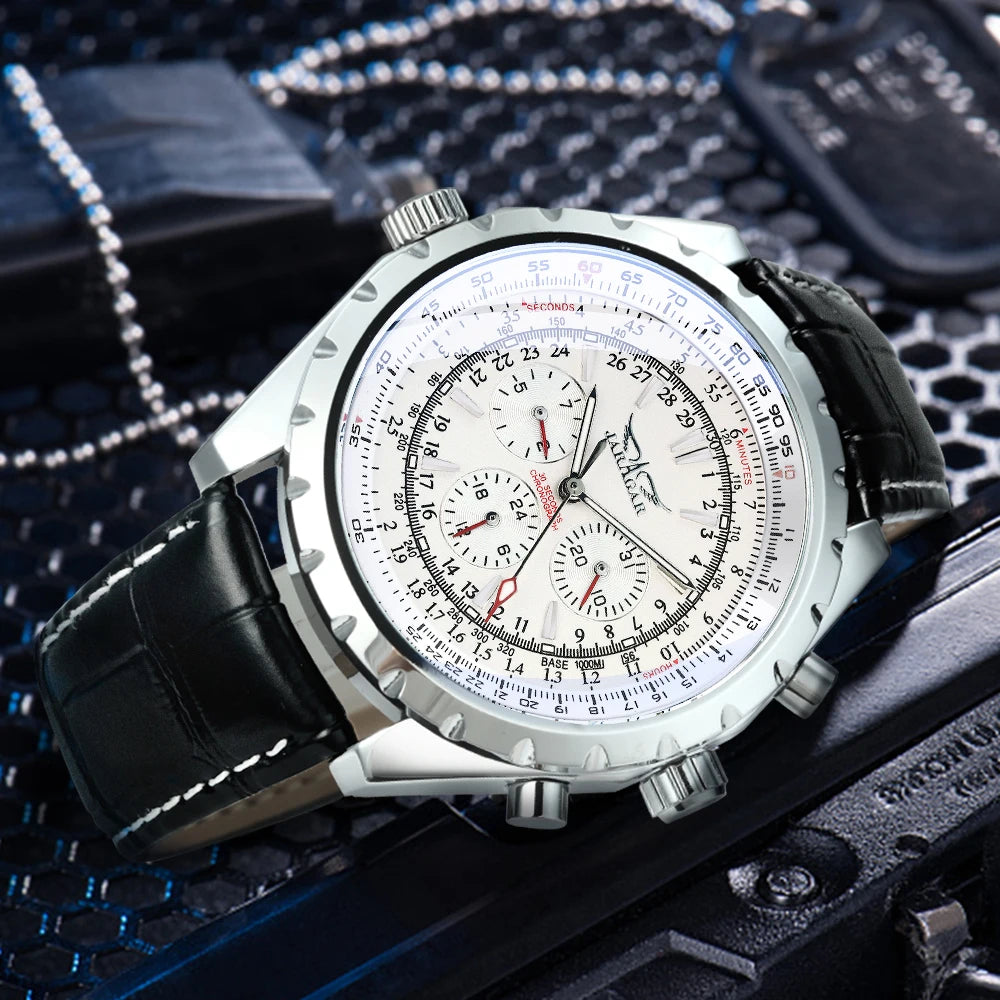 Yaguzi® Silver Steel Military Sport Automatic Watch