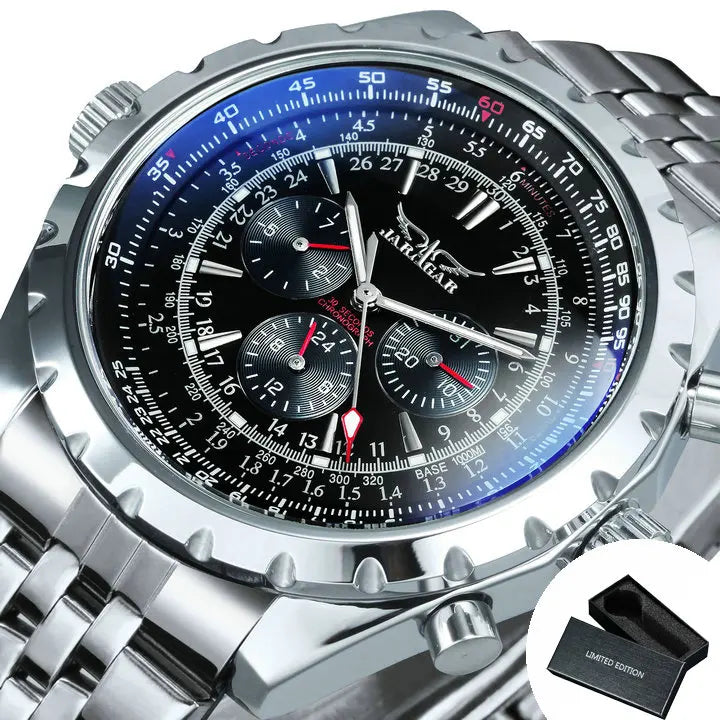 Yaguzi® Silver Steel Military Sport Automatic Watch