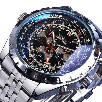 Yaguzi® 3-Dial Automatic Watch – Blue Glass Edition