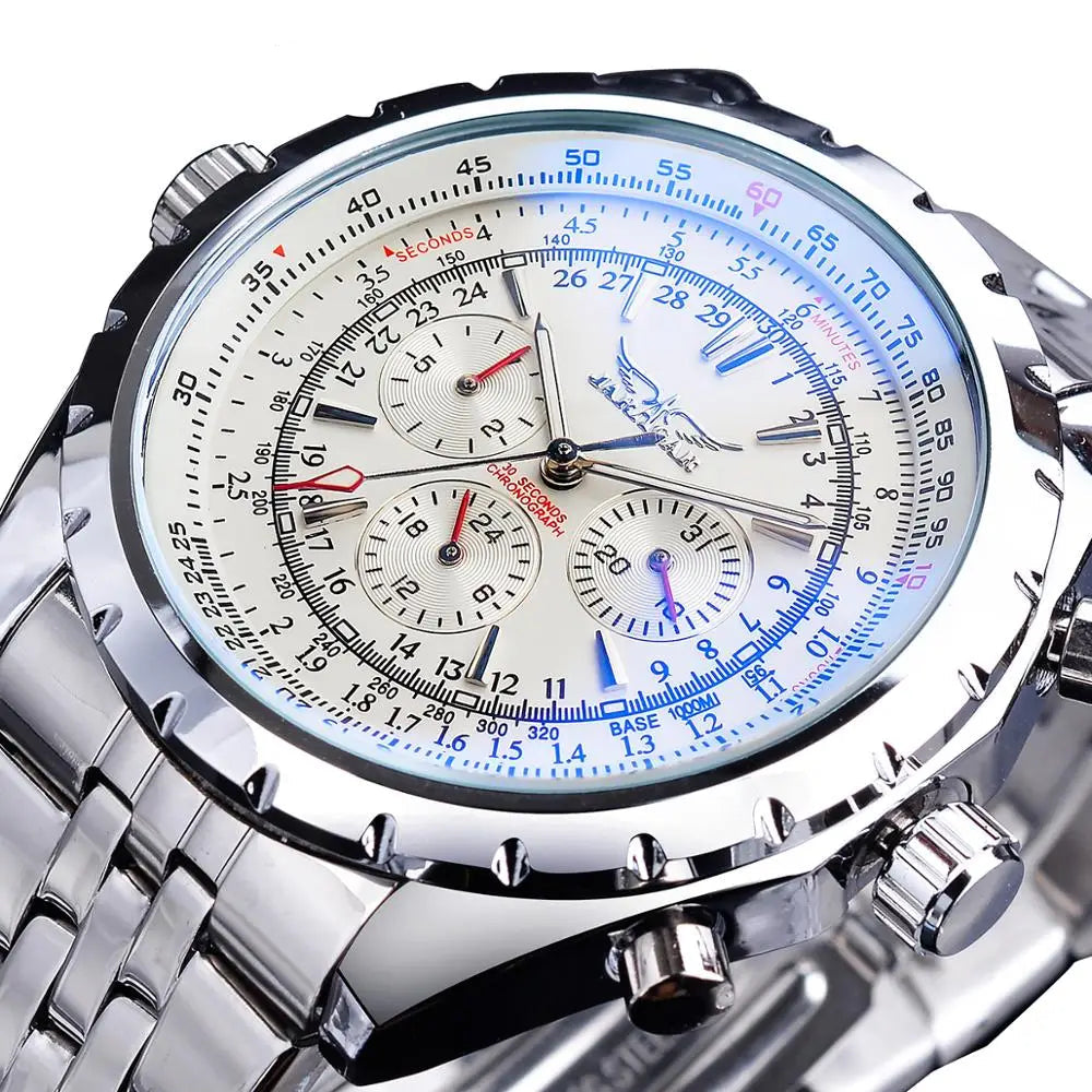 Yaguzi® 3-Dial Automatic Watch – Blue Glass Edition