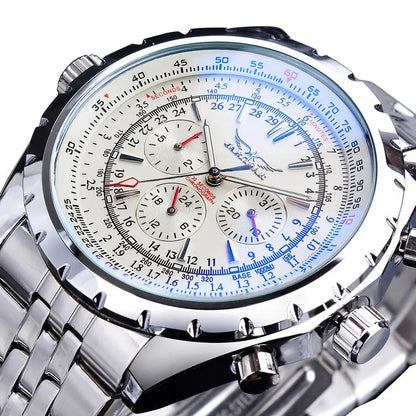 Yaguzi® 3-Dial Automatic Watch – Blue Glass Edition