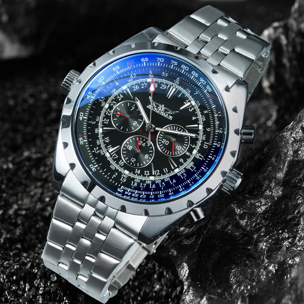 Yaguzi® Silver Steel Military Sport Automatic Watch