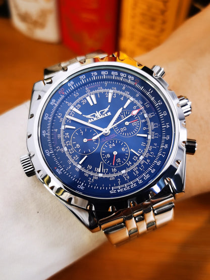 Yaguzi® Silver Steel Military Sport Automatic Watch