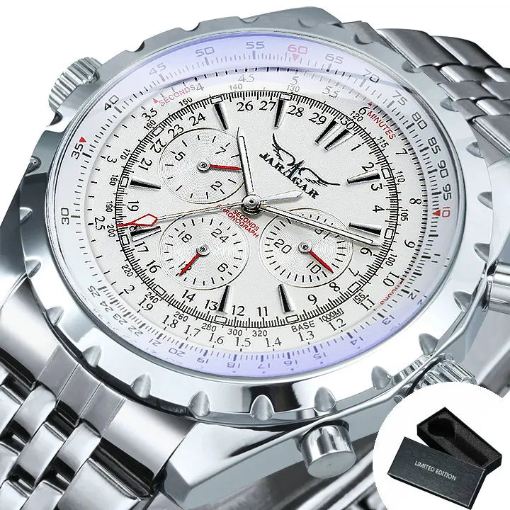 Yaguzi® Silver Steel Military Sport Automatic Watch