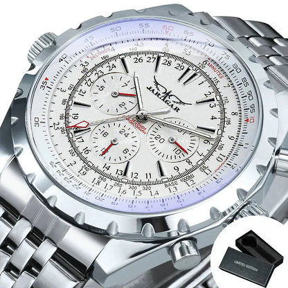 Yaguzi® Silver Steel Military Sport Automatic Watch