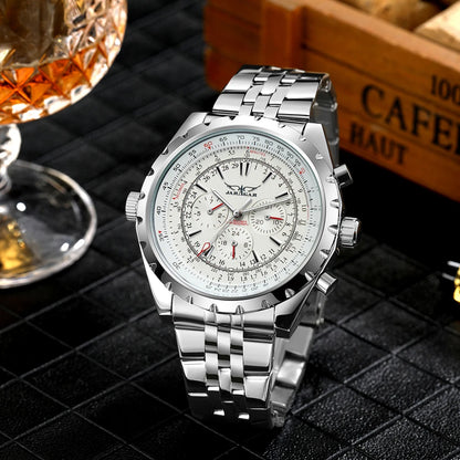 Yaguzi® Silver Steel Military Sport Automatic Watch
