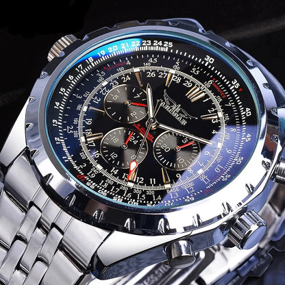 Yaguzi® Silver Steel Military Sport Automatic Watch