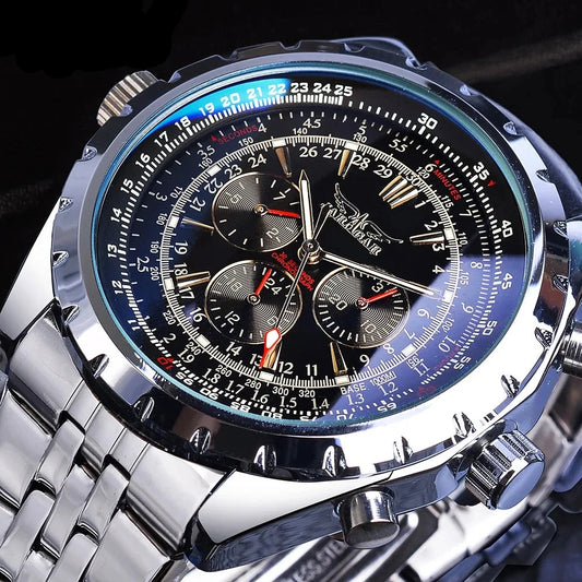 Yaguzi® Silver Steel Military Sport Automatic Watch